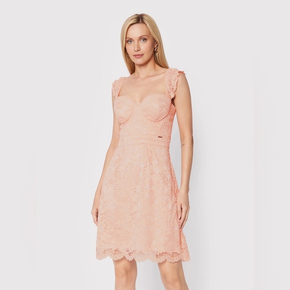 New GUESS Cocktail Dress Pink slim fit SZ M - Picture 1 of 8